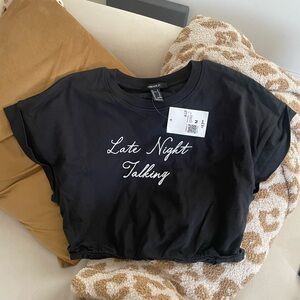 BNWT Forever 21 Late Night Talking Cropped Tee